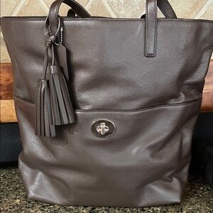 Coach Dark Brown Leather Tote Bag